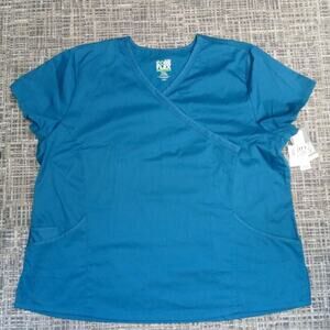 Uniform Advantage UA Women's Core Flex Teal blue Scrub top size 3XL NWT